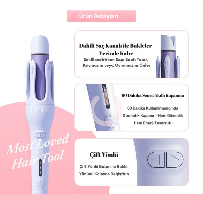 EZME Curler Pro (2'si Bir Arada) Düzleştirici - Bukle Yapıcı