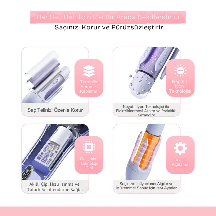 EZME Curler Pro (2'si Bir Arada) Düzleştirici - Bukle Yapıcı