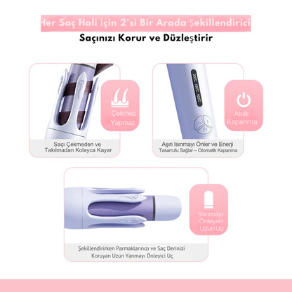 EZME Curler Pro (2'si Bir Arada) Düzleştirici - Bukle Yapıcı